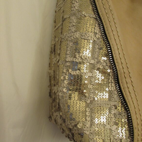 Marina Galanti Italian Large Tan & Sequin Adjustable Crossbody Strap 14" - Picture 2 of 11
